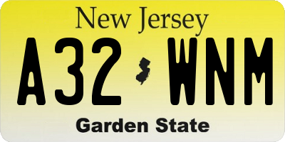 NJ license plate A32WNM