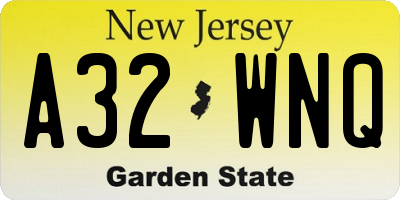 NJ license plate A32WNQ