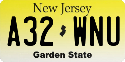 NJ license plate A32WNU
