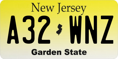 NJ license plate A32WNZ