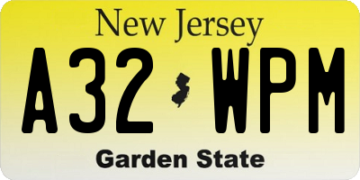 NJ license plate A32WPM