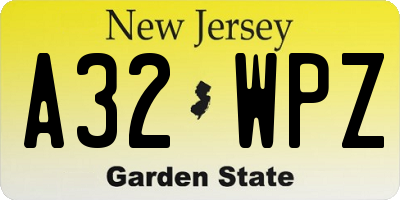 NJ license plate A32WPZ