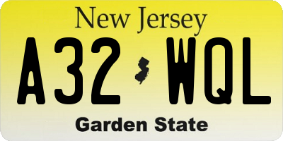 NJ license plate A32WQL