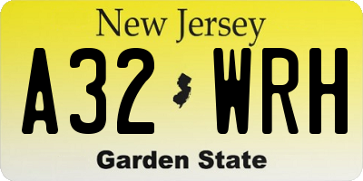 NJ license plate A32WRH