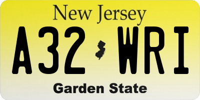 NJ license plate A32WRI