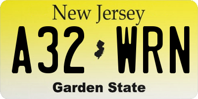 NJ license plate A32WRN
