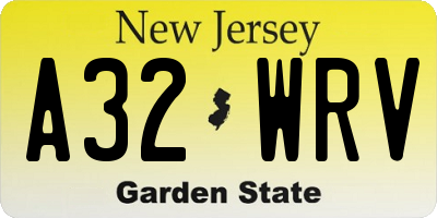 NJ license plate A32WRV