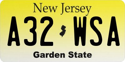 NJ license plate A32WSA