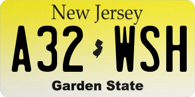 NJ license plate A32WSH