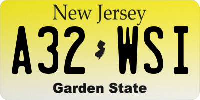 NJ license plate A32WSI