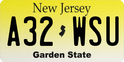 NJ license plate A32WSU