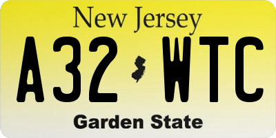 NJ license plate A32WTC