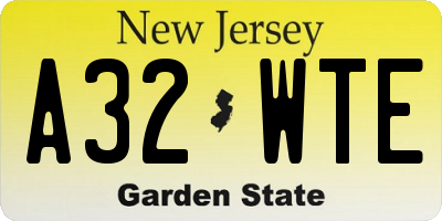 NJ license plate A32WTE
