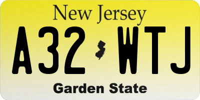 NJ license plate A32WTJ