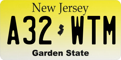 NJ license plate A32WTM