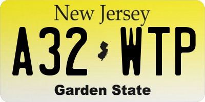 NJ license plate A32WTP