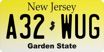 NJ license plate A32WUG