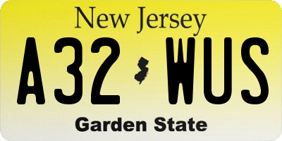 NJ license plate A32WUS