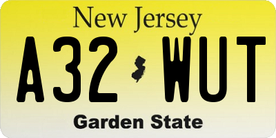 NJ license plate A32WUT