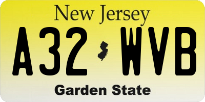 NJ license plate A32WVB