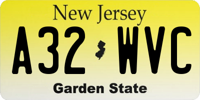 NJ license plate A32WVC