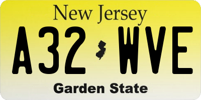 NJ license plate A32WVE