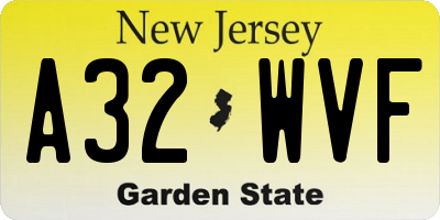 NJ license plate A32WVF