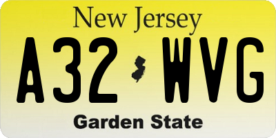 NJ license plate A32WVG