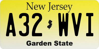 NJ license plate A32WVI