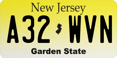 NJ license plate A32WVN
