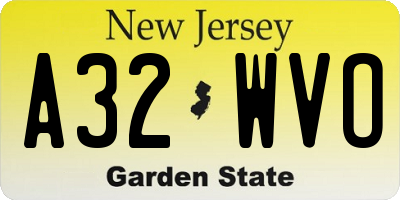 NJ license plate A32WVO