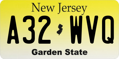 NJ license plate A32WVQ