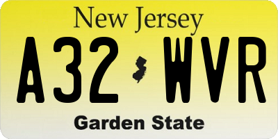 NJ license plate A32WVR