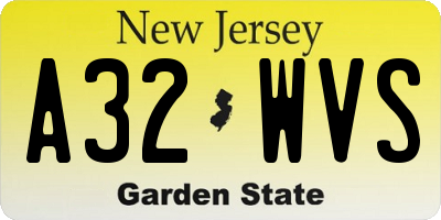 NJ license plate A32WVS