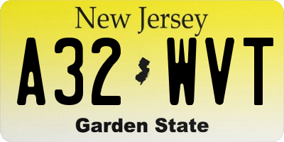 NJ license plate A32WVT
