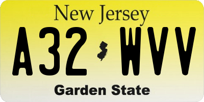 NJ license plate A32WVV