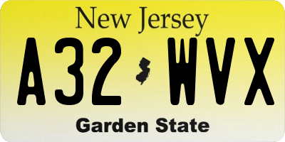 NJ license plate A32WVX