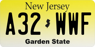 NJ license plate A32WWF