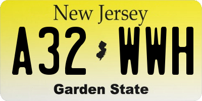 NJ license plate A32WWH