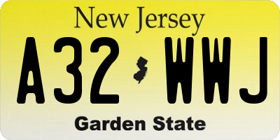 NJ license plate A32WWJ