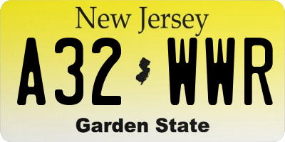 NJ license plate A32WWR