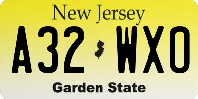 NJ license plate A32WXO
