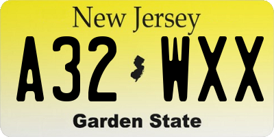 NJ license plate A32WXX