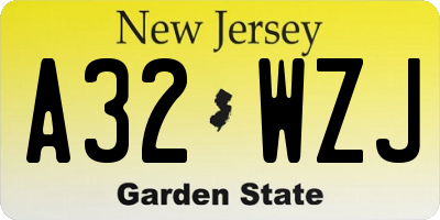NJ license plate A32WZJ