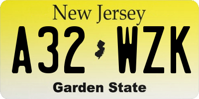 NJ license plate A32WZK