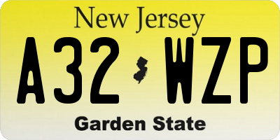 NJ license plate A32WZP
