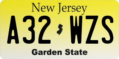 NJ license plate A32WZS