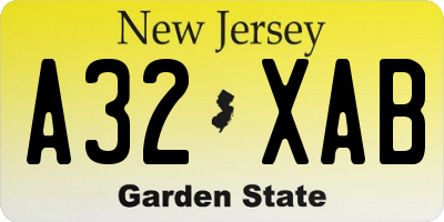 NJ license plate A32XAB