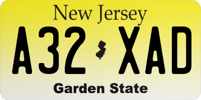 NJ license plate A32XAD