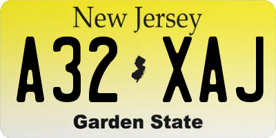NJ license plate A32XAJ